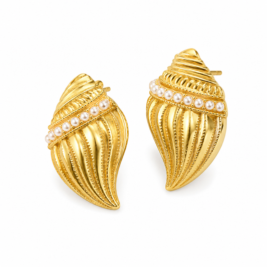 Golden Conch Earrings