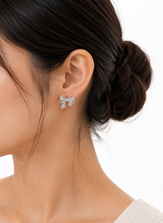 Silver Coquette Studs